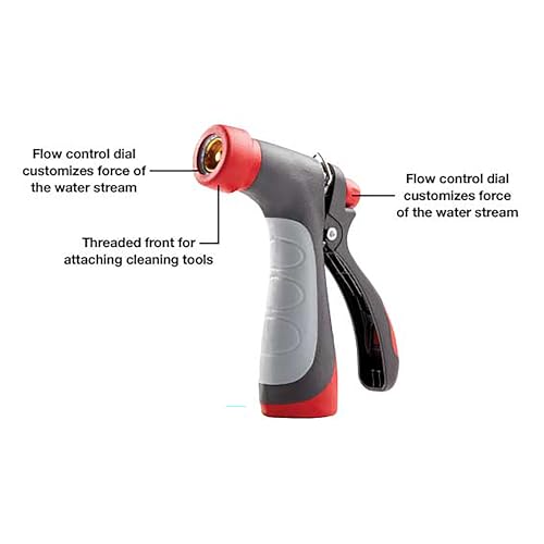 Gilmour Pro Heavy Duty Rear Control Garden Hose Nozzle with Insulated Grip | Ergonomic Non-Slip Handle, Hot Water Compatible, Trigger Lock, Flow Control, Concentrated Stream