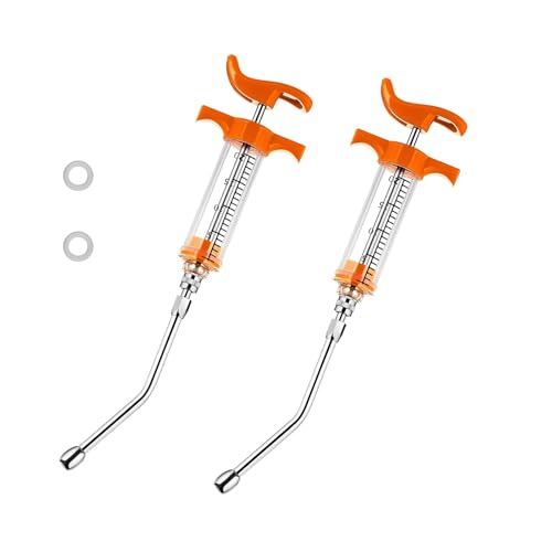 2 Set Feeding Syringe with 2 Drench Nozzle, Adjustable Dosage, Reusable Drench Gun Syringe for Small Animals Newborn Pet Livestock, Small Sheep Pig Dog Cat Bird Pig Feeding Nursing Supplies(20ML) - size: 20ML