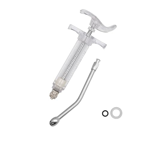 10ML Syringe with Drench Nozzle, Adjustable Dosage Detachable Drench Livestock Birds Feeding Syringe Gun for Cats Dogs Kitten Puppy Bunny Small Animals Newborn Pet Feeder Nursing Supplies (XS-10ML) - size: XS-10ML