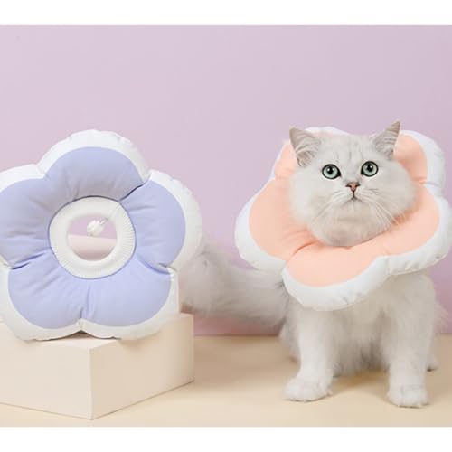 Cute Flower Cone, Anti-Splashing Water Soft E Collar for Cats After Surgery, Neck Pillow for Cozy Sleep and Anti-Licking, Donut Cone for Puppies to Take Photos (Pink, M) - color: Pink, size: Medium