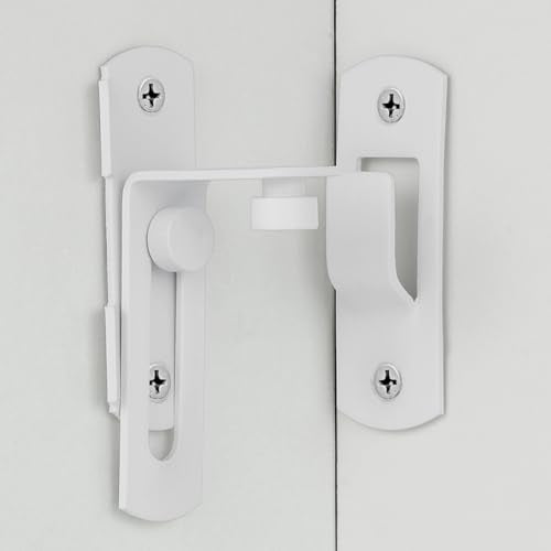 Matte White 90 Degree Flip Barn Door Lock Latches | Stainless Steel Gate Latch,Suitable for Sliding Door,Garden Gates,Wine Cabinet,Closet,Pet Cage,French Door,Fence Gates - color: Matte White