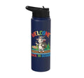 Welcome Back To School Cute Goat Student Boys Girls Kids Stainless Steel Insulated Water Bottle - color: Navy Blue