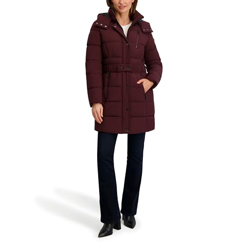 Nautica Women's Maxi Puffer - color: Chianti, size: Small