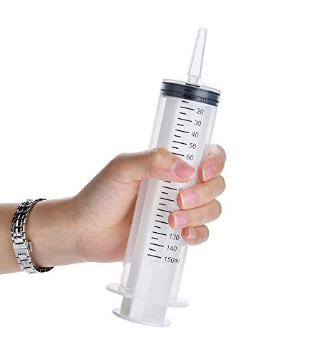 3 Pcs 150ml Large Syringes, Sterile and Individual Sealed, Easy to Use and Clean, Plastic Garden Syringe for Liquid, lip Gloss, Paint, Epoxy Resin, Oil, Watering Plants, Refilling - style: 150ml
