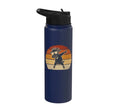 Dabbing Goat Funny Farm Animal Kids Retro Sunset Cool Stainless Steel Insulated Water Bottle - color: Navy Blue