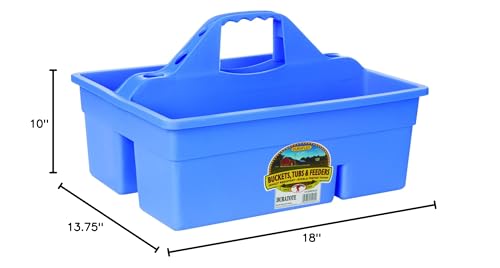 Little Giant® Plastic DuraTote | Horse Grooming DuraTote | Durable Tote Box Organizer with Easy Grip Handle | Extra Thick Sidewalls | Berry Blue - color: Berry Blue
