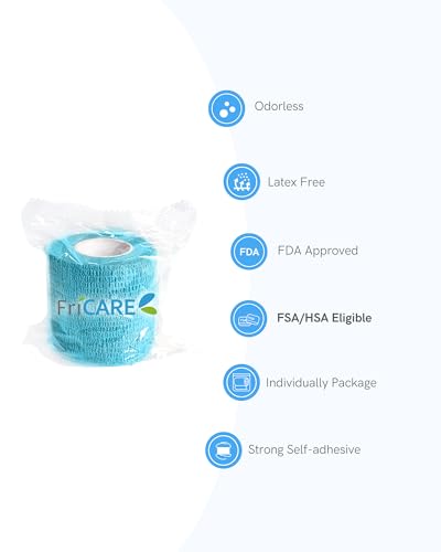 FriCARE Self Adhesive Bandage Wrap, Medical Tape in First Aid Kit | Elastic Cohesive Bandages for Sports/Vet/Wrist Ankle Wounds, 2 Inches X 5 Yards, Latex-free 6 Rolls, Zenith Blush - color: Zenith Blush
