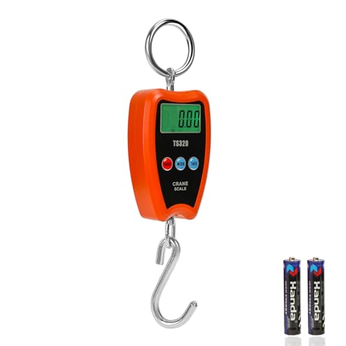 440lb/200kg Digital Crane Scale - Compact LCD Handheld Hanging Scale for Garage, Farm, Hunting, Fishing & More(200kg/Plastic/Orange) - color: 200kg/Plastic Shell/Orange