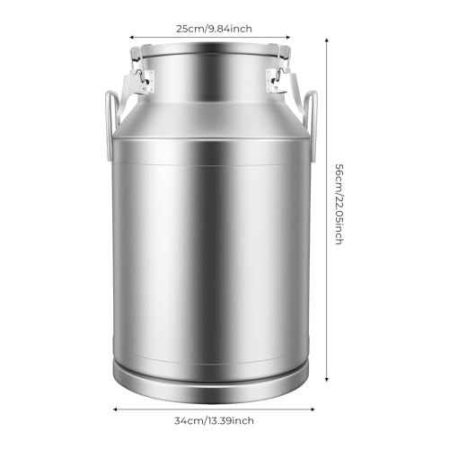 40L/10.57 Gallon Stainless Steel Milk Bucket, Heavy Duty Milk Can with Sealing Lid and Easy-Flow Spigot, Large Liquid Container Storage for Wine, Water, Coffee, Oil Storage, Transport, and Dispensing - size: 40L/10.57Gal