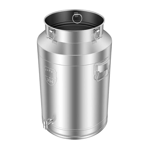 DYNAMI 20Gal 304 Stainless Steel Milk Bucket with Faucet,Thickened 304 Stainless Steel Milk Can w/Sealing Lid, Large Liquid Container Storage,for Milk,Wine, Oil Storage Transport (76L/20Gal,w/Faucet) - size: 76L/20Gal
