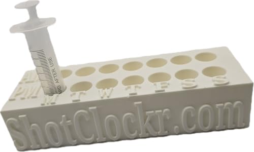 ShotClockr Syringe Holder – Weekly AM/PM Organizer for Insulin, 3 mL, and 10 mL Syringes (10 mL Syringe) - size: 10 mL syringe
