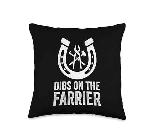 Dibs On The Farrier Horseshoe Hoof Trimmer Humor Throw Pillow - size: 16x16
