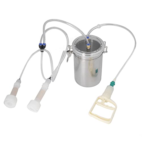Manual Milking Machine 2000ml Effort Saving Control Stainless Steel Bottle Portable Milking Kit with Hand-Pulling Device for Milk Plant Farm Handhabungsbedarf Manual Sheep Milk Handling Supplies