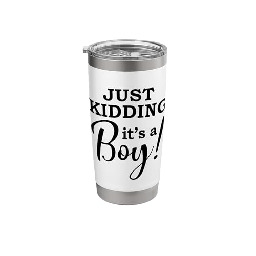 Just Kidding It's a Boy Pink Gender Reveal Party Supplies Stainless Steel Insulated Tumbler