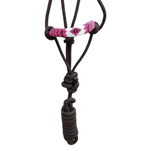 Majestic Ally Padded Beaded Nose Braided Rope Halter with 10' Matching Lead - Full (Brown) - color: Brown