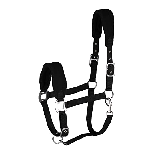 HORZE Fleece-Padded Adjustable Horse Halter, Soft Comfort, Easy On/Off - color: Black, size: Horse