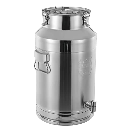 35L/9.24Gal Milk Can with Faucet, Stainless Steel Milk Can with Lid Milk Jug Milk Transport Container Wine Pail Bucket Bottle Stainless Steel Milk Bucket with Sealed Lid for Grain Wine Liquid