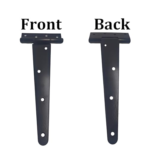 2PCS 10" Heavy Duty T-Strap Hinges, Black Rustic Iron Hinge, Rustproof Gate Tee Hinges for Outdoor Sheds, Barn Doors & Wood Fences-Thickness 2.5mm - size: 10 Inch