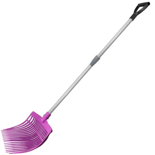 Country Pride Original Farm Fork, Durable Polycarbonate 16-Tine Barn Fork, Telescopic Aluminum Handle 2.5-3.7 ft, Lightweight UV-Stabilized, Heavy-Duty Stall and Hay Tool (Red) - color: Red
