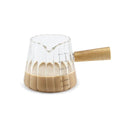 Glass Measuring Cup, 6oz Creamer Pitcher with Wood Handle | Creative Milk Frothing Pitcher Creamer Shot Glass (Transparent) - color: Transparent