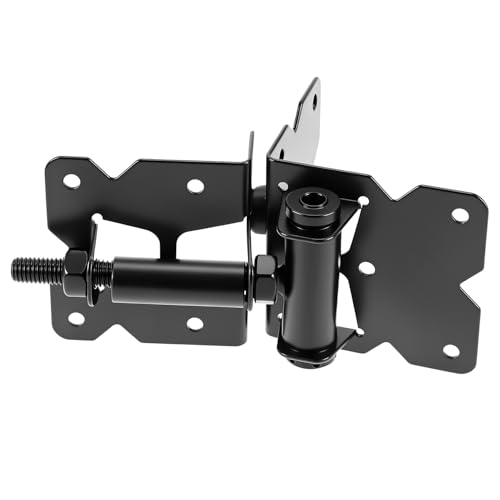 QWORK Heavy-Duty Self-Closing Gate Kit - 2 Sets, Hinges and Latch, Gate Hardware Kit, Includes 2 Latches, 4 Hinges