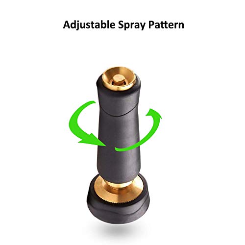 Brass Hose Nozzle, Adjustable Twist hose Sprayer, High Pressure Hose Nozzle with On-Off Valve, Leakproof Operation 3/4" Connector, Jet Sweeper Nozzle for Patio and Pet, Car Washing, 3 Pack - style: nozzle Jet valve -3P
