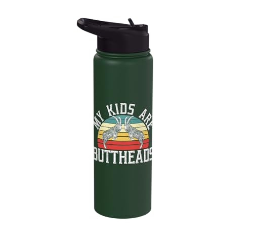 My Kids Are Buttheads Goat Whisperer Farm Animal Stainless Steel Insulated Water Bottle - color: Dark Green