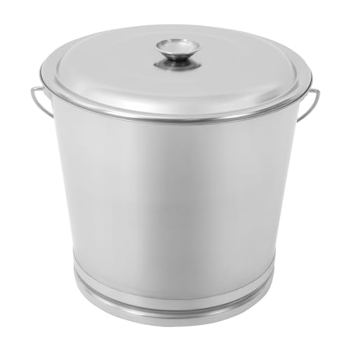 DYNAMI 5.3Gal Stainless Steel Bucket with Lid and Handle,Metal Compost Bucket Milk Bucket w/Raised Bottom,Large Opening Multipurpose Metal Bucket Ice Bucket Lab Bucket (20L/5.3Gal) - size: 20L/5.3Gal