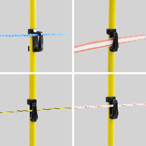 45 inch Electric Fence Posts Step in Fiberglass Insulated Plastic Electric Fence with Post, Electric Fence Stakes for Dogs, 50 Pack - color: 45 INCH, size: 50 pcs