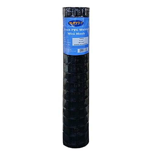 Black PVC Coated Welded Wire Mesh Garden Economy Fence 48 Inch x 25 Foot-3 Inch x 2 Inch 16GA - color: Black, size: 48"x25\'-3"x2" 16GA
