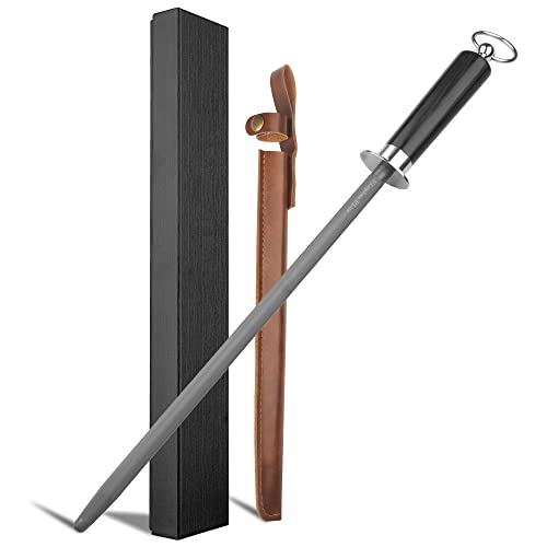 honing steel knife sharpener ，high carbon steel knife sharpener rod,12 Inch Knife Sharpening Steel Honing Rod（black） - color: blackwood