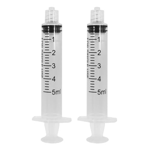100 PCs Dental Grade 5ml Syringe Without Needle by JEVOLVE | Clear Rubber Head Non Sterile Syringes Perfect for Scientific Labs, Industrial Art & Crafts