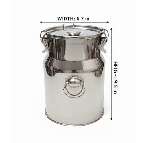Stainless Steel Jug 1.32 Gallon Can with Lid, Metal Container Large Capacity Milking Pail for Goats, Food Grade for Cow or Home Use - size: 1.32Gallon