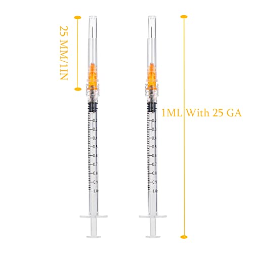 100 Pack 1ml with 25 Gauge 1 Inch Luer Lock , Individually Wrapped - style: 1ML