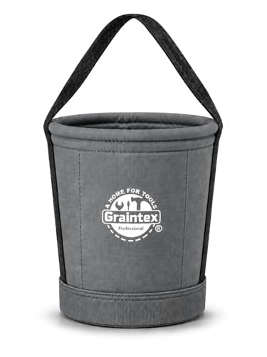 Graintex Canvas Utility Bucket 12"x10"x15". Tapered Tool Bucket, Reinforced Base & Carry Handle, Ripstop Canvas, Multi-Purpose Bag for Jobsite, Gardening, Home Use (Steel Grey) - color: Steel Grey