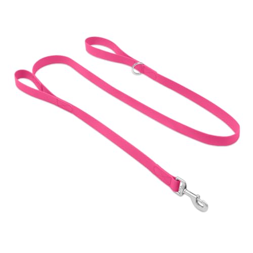 Waterproof Dog Leash with Double Handle, 6 FT Durable Odor-Proof Dog Leashes with Strong Aviation Aluminum Hooks Fits Small Medium or Large Dogs - color: Pink, size: 6FT - Double Handle