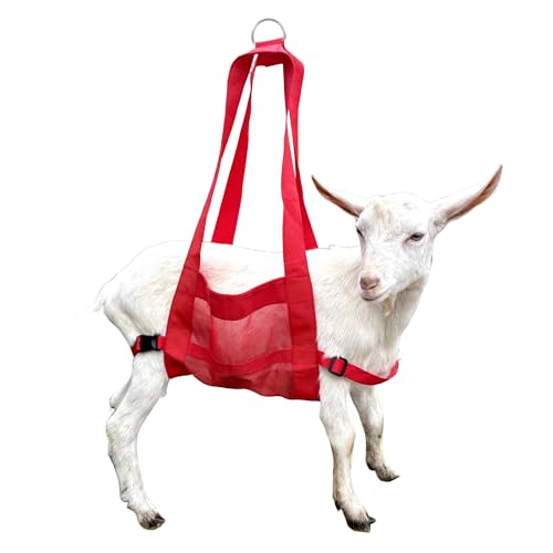 Calf Weighing Sling, Livestock Weight Sling for Lambs, Goats, Sheep & Piglets | Heavy Duty Animal Weight Scale Harness for Farm Use (Red) - color: Red