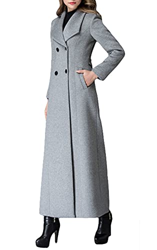 Women's Charming Long Wool Trench Coat Winter Double Breasted Classic Thick Jacket - color: Gray Long- Style 2, size: 2