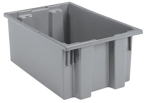 Akro-Mils 35190 Nest and Stack Plastic Storage Container and Distribution Tote, (19-1/2-Inch L x 15-1/2-Inch W x 10-Inch H), Gray, (6-Pack) - color: Grey