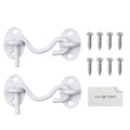 Eco-Fused 3-inch Heavy Duty Hook and Eye Latch - 2X Barn Door Lock (White), 8X Mounting Screws - Powder Coated Stainless Steel Hooks for Door, Windows, Sheds, Fences, Gates, Closets, Cabinets - color: 2 sets: 3 inch - White