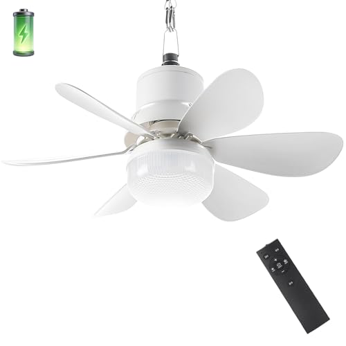 18" Portable Canopy Tent Fan Light with Remote for Outdoor Gazebo | Wireless Battery Operated, 40 dB Quiet Operation for Patio Camping RV - size: 18" Ceiling Fan