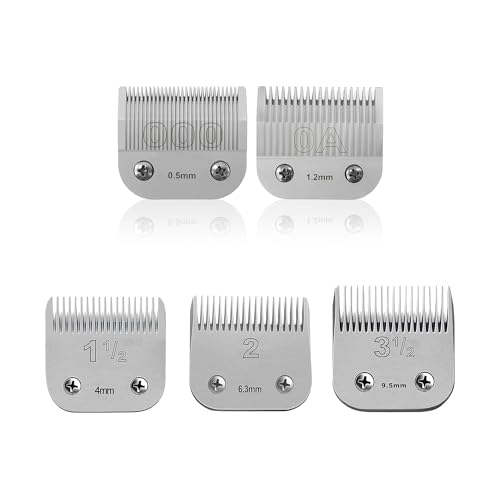 Replacement Ceramic Blades Set,Compatible with Andis,Oster 76,Wahl KM10 | 0.5mm(1/50") to 9.5mm(3/8") Cutting Length,Include OOO+OA+1-1/2+2#+3-1/2,5Pack - color: 5 pcs