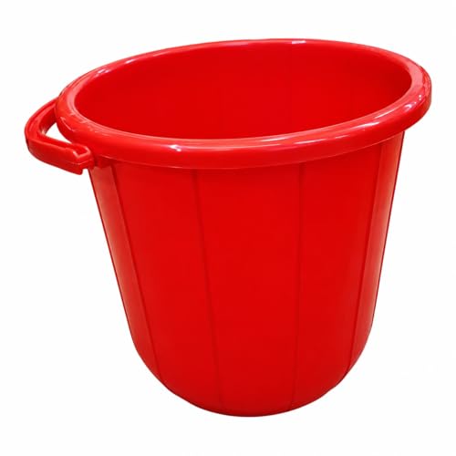 16 Liter Plastic Buckets with Handle (4 Pack) – 12 Inch Multi-Purpose Utility Buckets for Cleaning, Laundry, Gardening, Storage & Household Use – Red, Green, Orange & Blue
