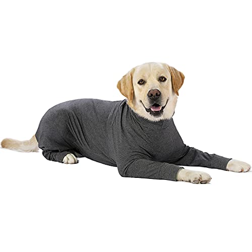 Dog Surgery Recovery Suit Female Male for Dogs After Surgery Medium Large Dogs Onesie Dog Pajamas Pjs Clothes (Pure Grey, 28 (Chest 26.77 in | Backlength 18.11)) - color: Pure grey, size: 28 (Chest 26.77 in | Backlength 18.11)