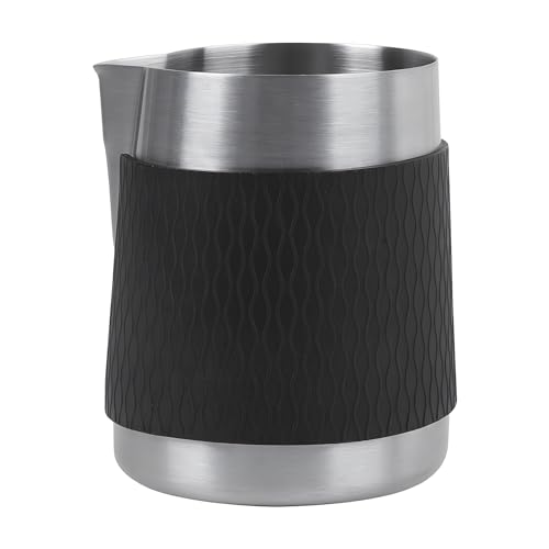 IKAPE Espresso Milk Pitcher, 15.04/450ml Milk Frothing Jug without Handle, Espresso Steaming Pitcher with Sharp Spout for Espresso Barista Tool(silver) - color: Silver