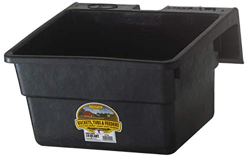 Little Giant® Rubber Hook Over Feeder | Heavy Duty Mountable Livestock & Pet Feed Bucket | Over Fence Rubber Cattle Feeder | 18 Quart