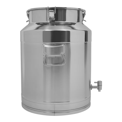 304 Stainless Steel Milk Can with Spigot, 64L/16.90Gal Metal Water Beverage Drink Dispenser with Lid, Airtight Milk Bucket Wine Pail, Food Storage Container for Kitchen Party