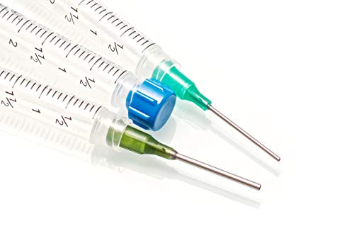 The 9 Pack - 10ml 3ml 1ml Syringes with 14G & 18G Blunt Tipped Dispensing Needles and Syringe Caps, Luer Lock | Repair Refill Mix Measure Transfer Ink Juice Oil Wood Glue Adhesive Epoxy