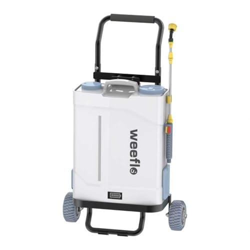 Battery Powered Backpack Sprayer,4 Gallon Electric Sprayer with Wheeled Cart, 100 PSI High Pressure, 2X 21V Rechargeable Batteries,Garden Sprayer for Outdoor Cleaning & Washing