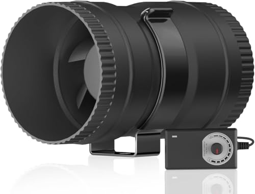 Hon&Guan 3 Inch Inline Blower Fan with Speed Controller 120 CFM with 20W Ultra-Low Power and Low Noise - size: 3 Inch